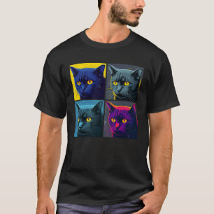 Camiseta Ilustração Pop de Gato Korat Mulheres Animais Colo