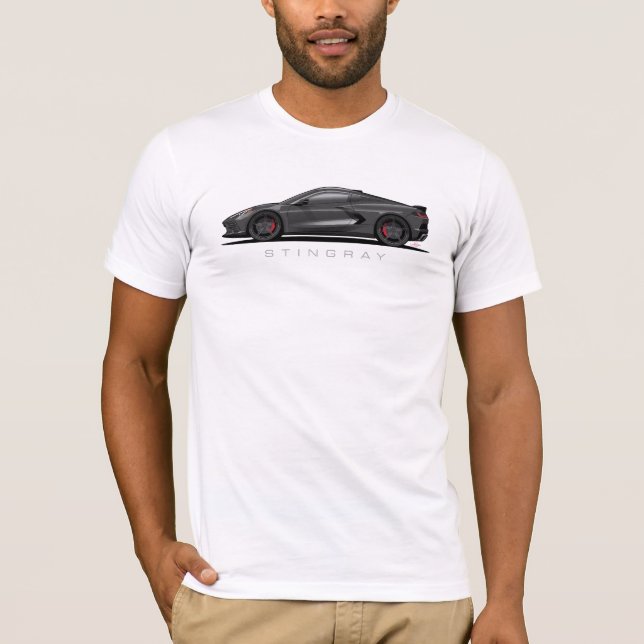 Camiseta Ilustração preta da Chevy Corvette C8 (Frente)