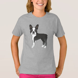 Camiseta Ilustração Preta E Branca De Cão Terrier De Bos