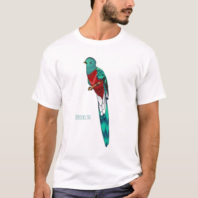 Camiseta Ilustração quetzal de desenho animado de ave respo (Frente)