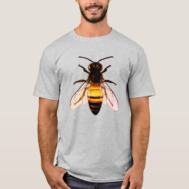 Camiseta Ilustração Realista da Arte de Abelhas (Frente)