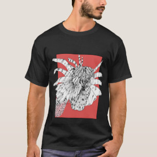 Camiseta Ilustração Realista de Peixe Peixe-Leão