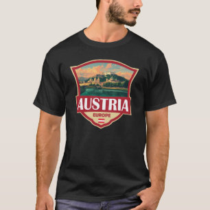 Camiseta Ilustração Retro Badge da Áustria