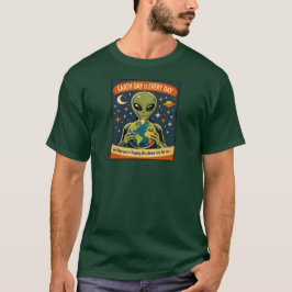 Camiseta Ilustração retro de alienígena no espaço no Dia da