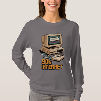 Camiseta Ilustração Retro de Computador Vintage da Internet