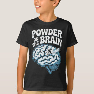 Camiseta Ilustração Retro de Esquiador com Neve no Cérebro