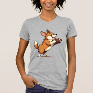 Camiseta Ilustração Retro Desportiva de Cão de Futebol Corg