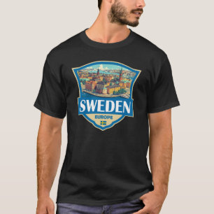 Camiseta Ilustração Retro Insígnia da Suécia
