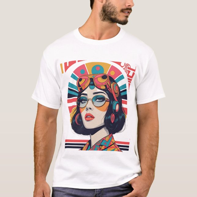 Camiseta Ilustração Retro-Nostalgia Maximalista de Garota (Frente)