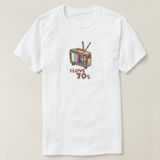 Camiseta Ilustração Retro Vintage Eu Amo TV dos Anos 70