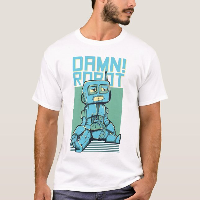 Camiseta Ilustração Robô Futurística - Ar técnico cibernéti (Frente)
