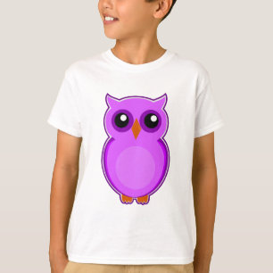 Camiseta Ilustração roxa bonito da animação da coruja