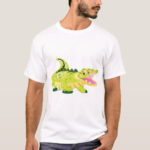 Camiseta Ilustração Selvagem de Jacaré Verde Gráfico Crocod