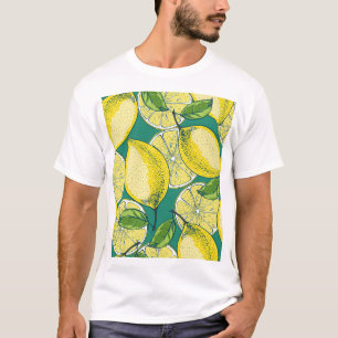 Camiseta Ilustração sem costura da Fruta de limão