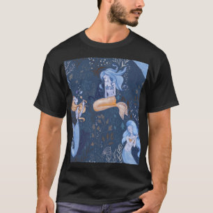 Camiseta Ilustração Sereia Submarina Sem Costura