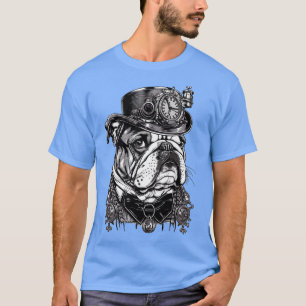 Camiseta Ilustração Steampunk Bulldog 1