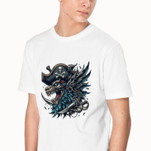 Camiseta Ilustração T-Shirt Pirata de Dragão Azul