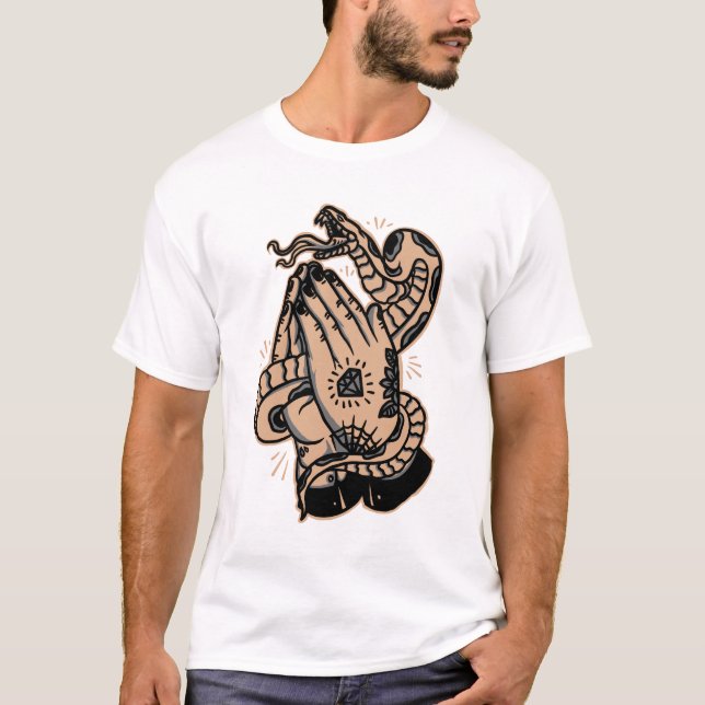 Camiseta ilustração tradicional de tatuagem de estilo do cl (Frente)
