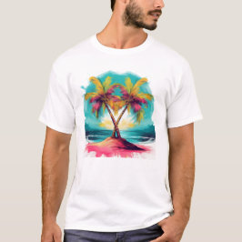 Camiseta Ilustração Tropical Palm Tree Vibrante