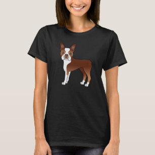 Camiseta Ilustração Vermelha E Branca De Cachorro De Boston