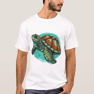 Camiseta Ilustração Vetorial de Tartaruga Marinha Bonita