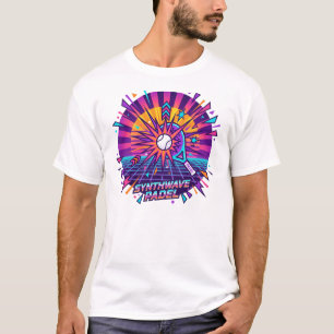 Camiseta Ilustração Vetorial Retro Padel Synthwave