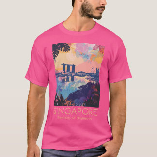 Camiseta Ilustração Viagem De Cingapura - República Do S