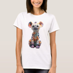 Camiseta Ilustração Vibrante de Bebê Hiena Manchada para Mu