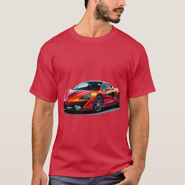 Camiseta Ilustração Vibrante De Carro Esportivo Vermelho (Frente)