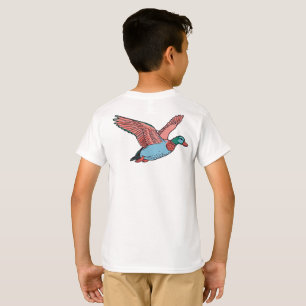 Camiseta Ilustração Vibrante de Pato Voador