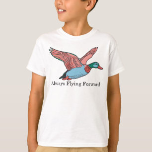 Camiseta Ilustração Vibrante de Pato Voador