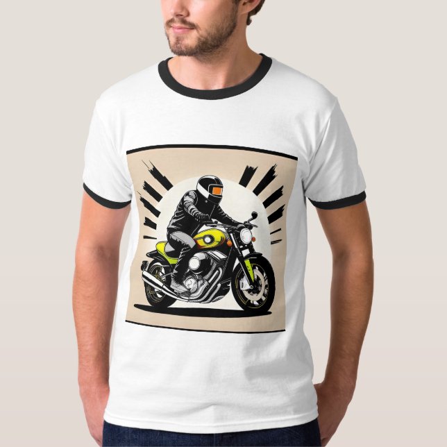 Camiseta Ilustração vibrante de um motociclista deslizando (Frente)