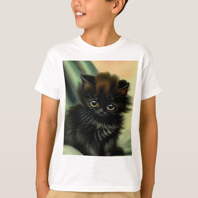 Camiseta Ilustração Vintage Black Kitten (Frente)