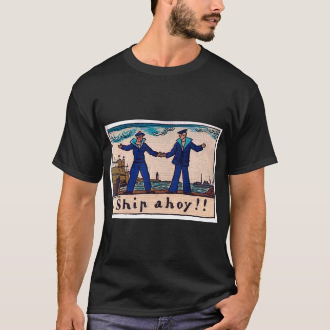 Camiseta ilustração vintage de 2 marinheiros (Frente)