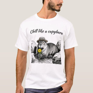 Camiseta Ilustração Vintage de Capivara Relaxada