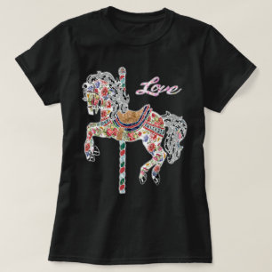 Camiseta Ilustração vintage de cavalo de carrossel para pat