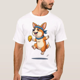 Camiseta Ilustração Vintage de Corgi Jogando Volei Cachorro