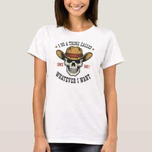 Camiseta Ilustração Vintage de Crânio de Cowboy Western – R