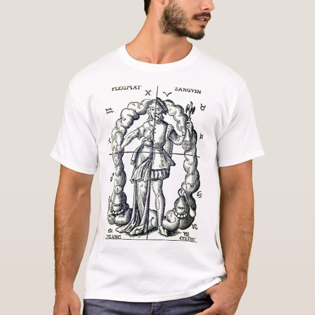 Camiseta Ilustração Vintage de Sinais Zodiac (Frente)