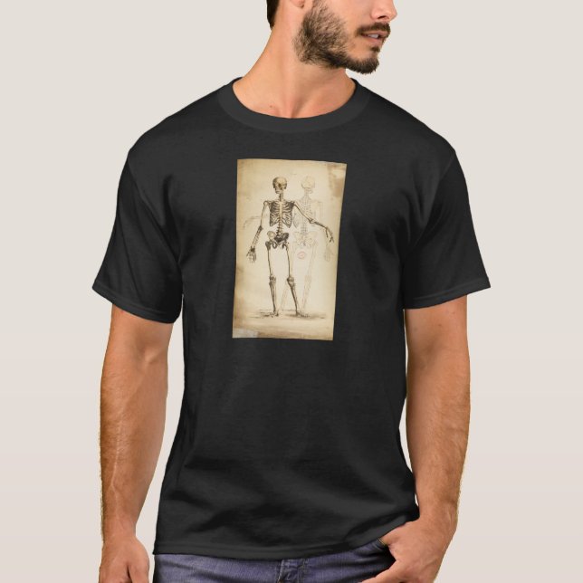 Camiseta Ilustração Vintage do Esqueleto Humano (Frente)