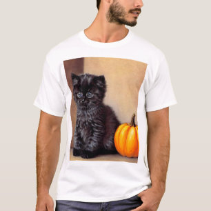 Camiseta Ilustração Vintage Halloween Black Kitten