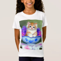 Ilustração Vintage Laranja e White Kitten