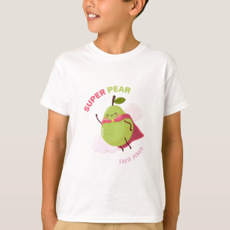 Camiseta Ilustración infantil de una pera superhéroe