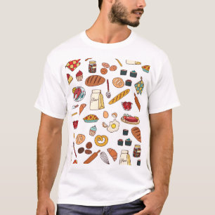 Camiseta Ilustrações de comida de safra: padrão sem falhas.