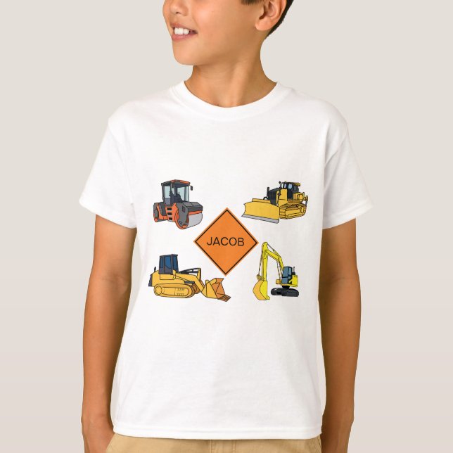 Camiseta Ilustrações de veículos de construção personalizad (Frente)