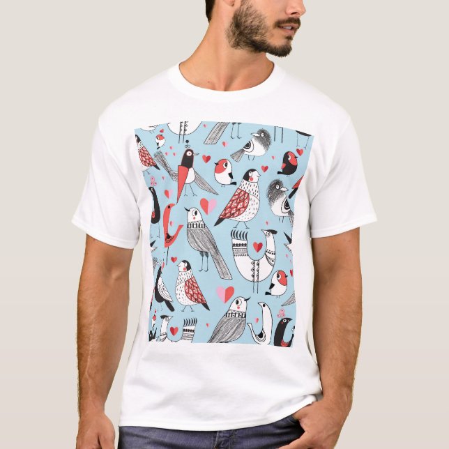 Camiseta Ilustrações engraçadas de pássaros, sem problemas  (Frente)