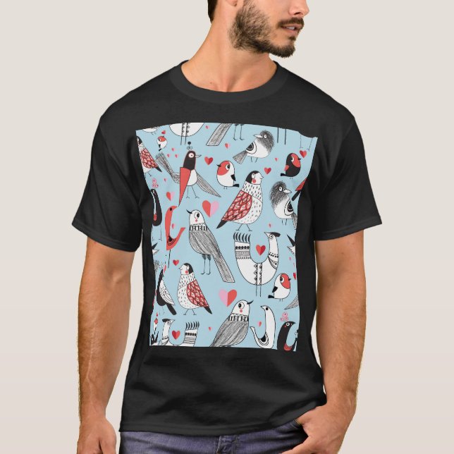 Camiseta Ilustrações engraçadas de pássaros, sem problemas  (Frente)