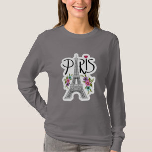 Camiseta Ilustrada com Torre Eiffel Floral de Pari