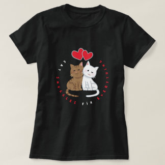 Camiseta Ilustrada de Amor e Carinho de Gato Fofo