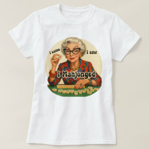 Camiseta Ilustrada de Avó Jogadora de Mahjong Engr